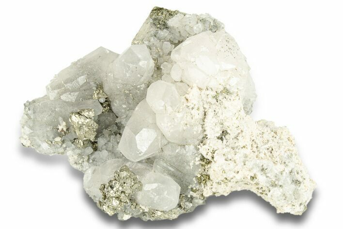 Calcite Crystal Cluster on Pyrite - Fluorescent! #256146